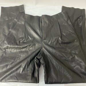 Vince Women's Pleat Front Tapered Leather Trousers in Black,Size 2-NEW WITH TAGS